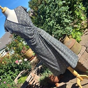 Max Studio Leaf Patterned Midi Dress